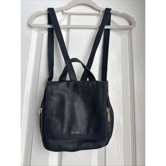 Fossil Purse Bag Backpack Black Small Leather Compact Design - Picture 2 of 11